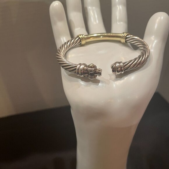 LADIES DAVID YURMAN 14KT GOLD, STERLING SILVER METRO BRACELET 56.2 GRAMS - Picture 2 of 6